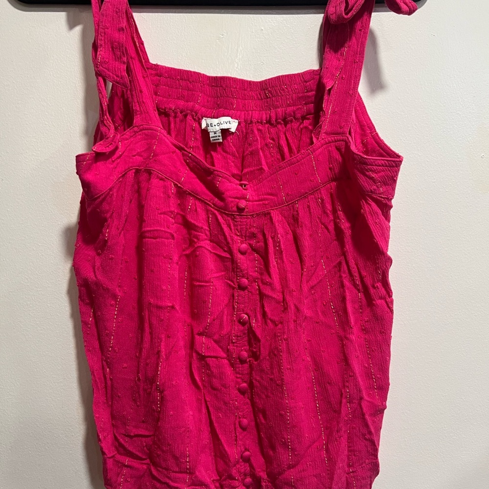 Rose & Olive Pink Sleeveless Cropped Blouse